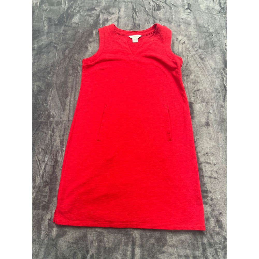 Liz Claiborne Shift Dress Womens PS Red Sleeveless Pockets Knit Petite Casual